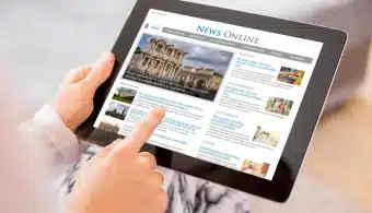 Sample News Website Digital Tablet Contents Are All Made Up